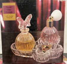 Vintage Glass 4 Piece Dresser Vanity Set Perf...