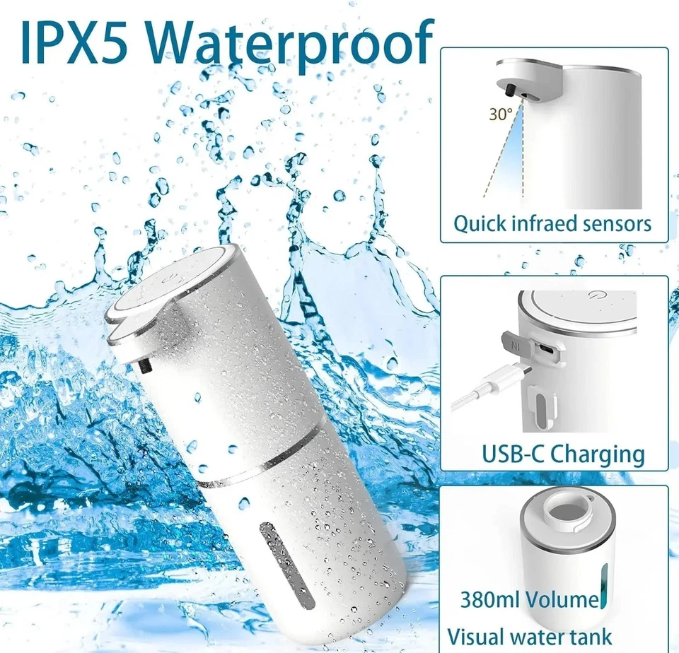 Distributeur automatique de savon en mousse,  rechargeable par USB avec capteur  - Photo 2/4