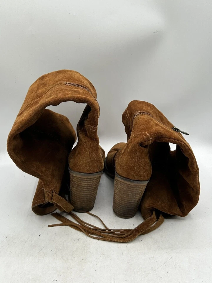 Bota Alta Franco Sarto Elnora Para Mujer Talla 6 Marrón Gamuza Cremallera Lateral Punta Redonda Foto 3 de 4