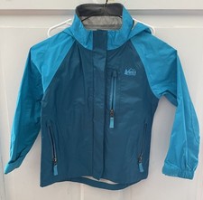 REI Co-op Girls Hooded Lightweight Blue Rain Coat Jacket Shell XXS 4-5 