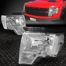 For 09-14 Ford F150 Pickup OE Style Chrome Housing Clear Corner Headlight Lamps