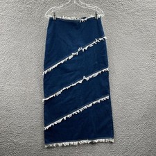 Vintage Womens Denim Midi Skirt M Country Western Festival Modest Cowgirl 90s