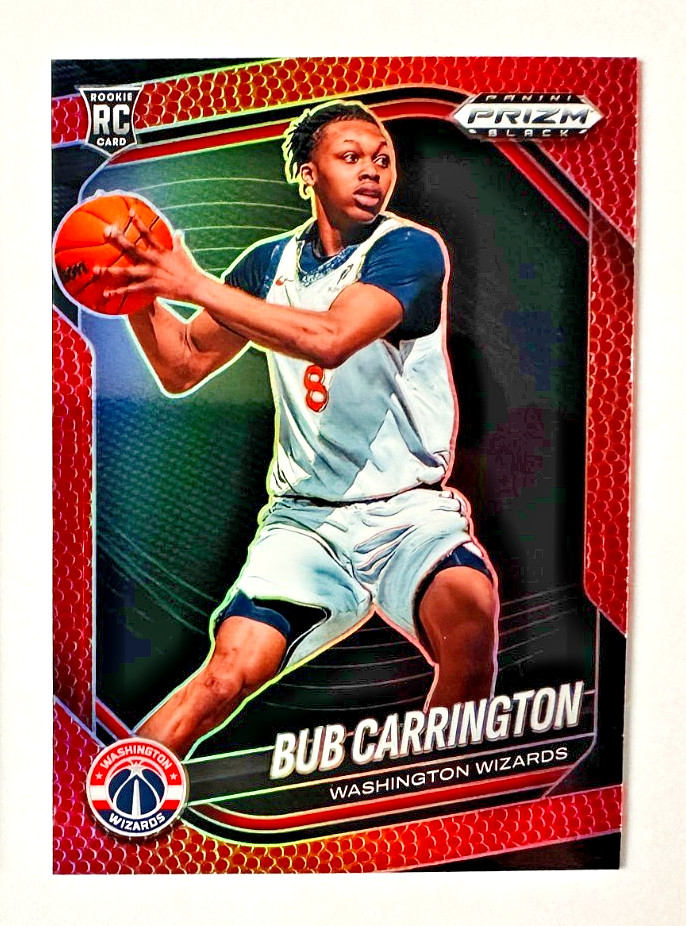 2024-25 Panini Prizm Black Bub Carrington Basketball Prizm RC SP #/225 Wizards!