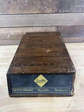 Vintage Art Linette Monogram Letters Wooden Display Storage Box Full Sewing