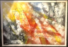 Hand-Painted Oil Painting on Canvas Paper 27x39. "Submerged Textures"