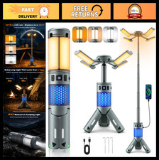 Rechargeable Telescopic Camping Lights with Stand, 12000mAh Lantern, RGB, Magnet