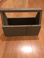 VTG-Painted wooden tool carrier-1940s?-caddy-tote-primitive-farmhouse-country