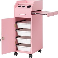Rolling Salon Trolley Station Beauty Baber Spa Storage Cart w/4 Drawers, Wheels