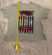 Vintage LEE 1990s T-Shirt Est 1889 Made in USA Crew Neck Gray Size Large-