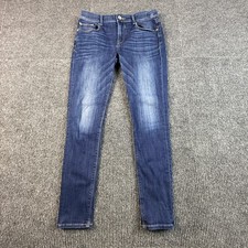 Express Mia MidRise Legging Jeans Size 8R Dark Wash Blue Denim Whiskered Stretch