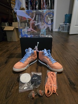 Air Jordan 5 Retro Crimson Bliss And Leche Blue Sail Boys Youth Size 4