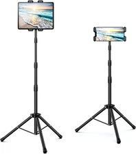 Tablet Floor Stand, Height Adjustable Cellphone Floor Stand with 360°Rotating Tr