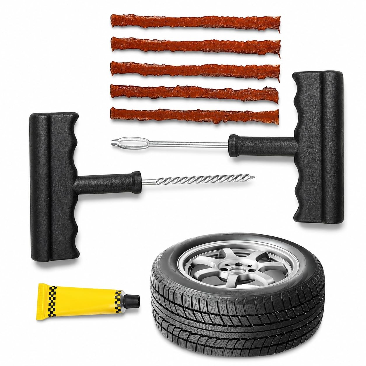 Topolenashop 7 Pezzi Kit Riparazione Pneumatici Tubeless Set Ripara Gomme Auto e - Miniatura 19