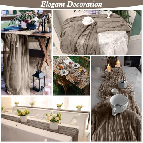 Cheesecloth Table Runner, 10ft Boho Gauze Fabric Table Runner, Brown Cheese - Picture 7 of 7