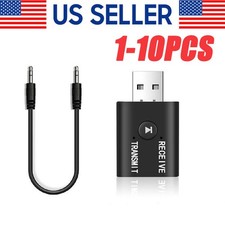 Bluetooth 5.0 2in1 Transmitter Receiver Car Wireless Audio Adapter USB 3.5mm Aux