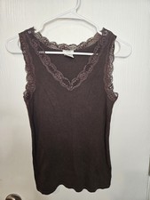 Old Navy Perfect Fit Brown Lace Ribbed Tank Top Size Medium