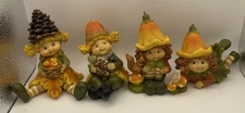 Autumn Harvest Girls 4” Resin Figurines - WMG - 2009 - Lot Of Four