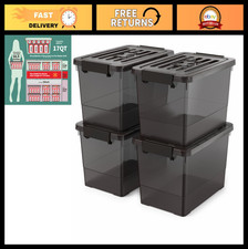 17 Qt Stackable Storage Bins with Lids - Clear Locking Plastic Containers, 4 Pac
