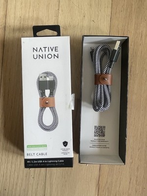 Native Union Belt Cable 4' USB-C to USB-A Cable - Zebra OPEN BOX