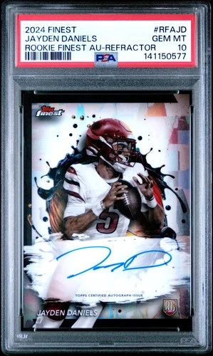 2024 TOPPS FINEST ROOKIE AUTO REFRACTOR #RFAJD JAYDEN DANIELS ROOKIE PSA 10