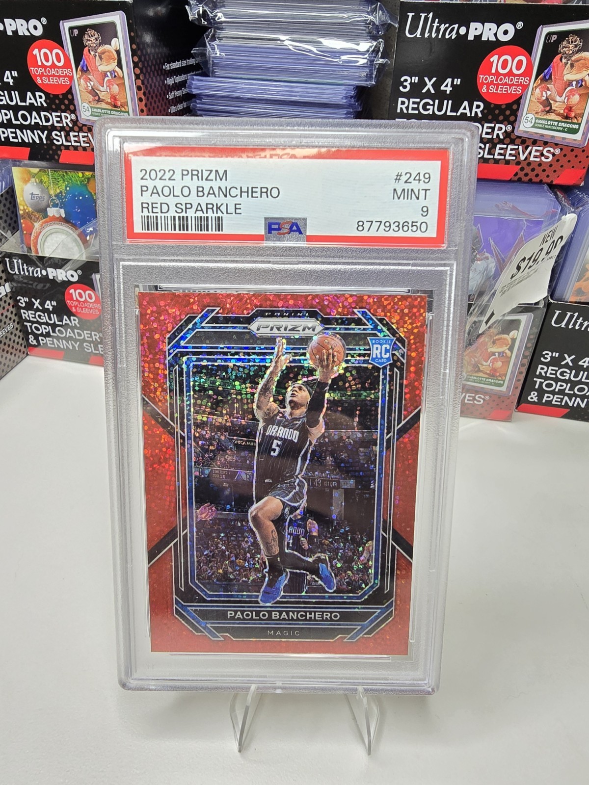 2022 Panini Prizm Paolo Banchero Red Sparkle Prizm RC #249 PSA 9 SSP
