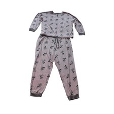 Disney Mickey Minnie Mouse Pink Long Sleeve Pant Pajama Set Soft Cozy Lounge XL