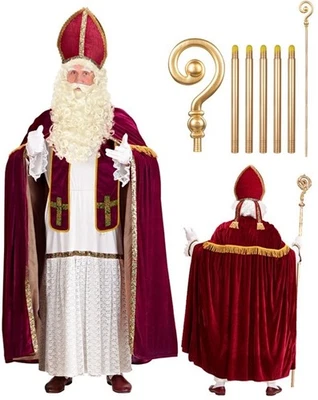 WIDMANN Nikolaus Kostüm mit Stab - Weihnachtsmann -Bischof Nikolauskostüm Gr. S-XXL