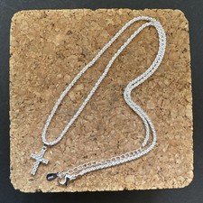 925 Sterling Silver Cross Necklace Dainty Minimalist Pendant Chain 18