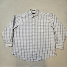 Chaps Blue Plaid Dress Shirt Size 17/17.5 Long Sleeves 34/35 Cotton Blend