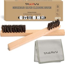 Horsehair Detail Brush Set for Silverware Jewelry Cleaning