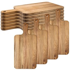 10 Pcs Acacia Wood Cutting Board with Handle,Wooden Chopping Small, Brown