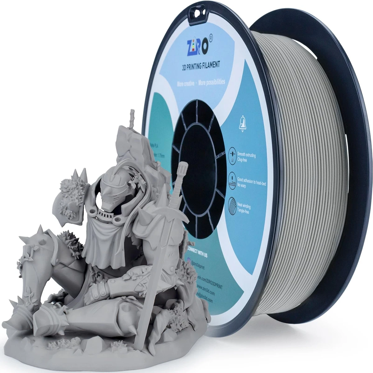 Filament PLA Mat 1.75mm pour Imprimante 3D 1 kg Gris Acide Polylactique