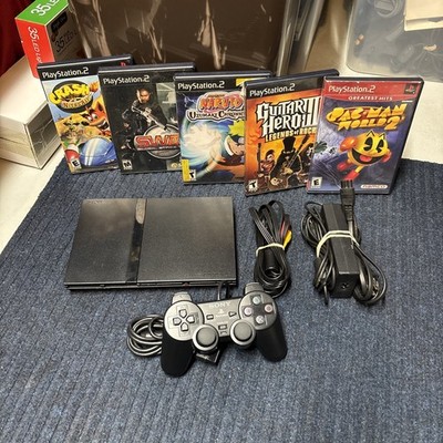 Sony PlayStation 2 PS2 Slim Console SCPH-79001 Bundle 5 Games. Tested OEM Cables