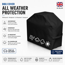 Waterproof BBQ Cover Heavy Duty 210D Oxford Grill Cover 145 x 61 x 117cm Black