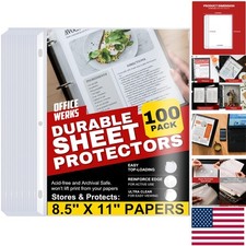 100 Clear Sheet Protectors 8.5x11 - Top Loading and Archival Safe for Documents