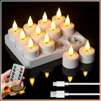 LED Teelichter 12 Stk Wiederaufladbar Mit Ladestation Kerzen Deko