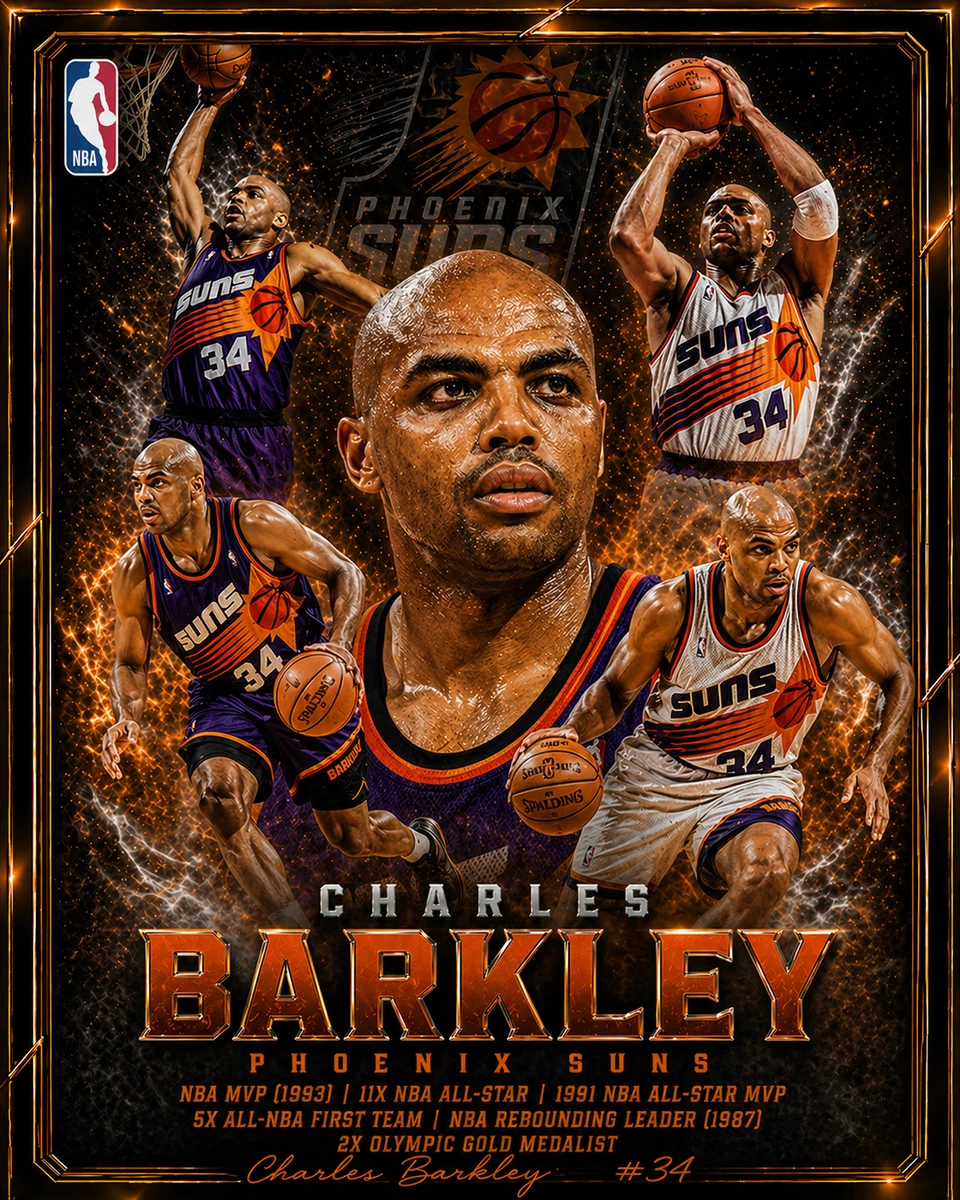チャールズ  バークリー  サンズ  NBA  ポスター バスケ Charles Barkley SIR CHARLES SLAM 1993 Phoenix Suns Vintage