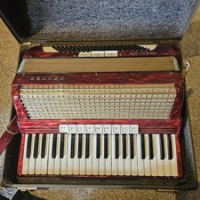 Vintage Hohner Verdi III M Piano Accordion In Red With Case 120 Bass Grossman