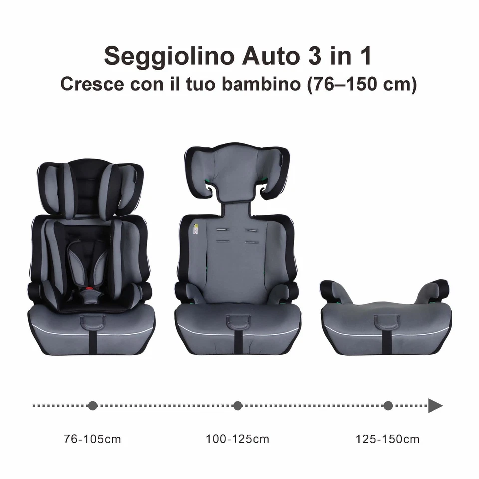 GiftedBaby HC01 Seggiolino Auto Universale 76–150cm ECE R129 i-Size, Lavabile - Immagine 4 di 4