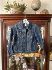 Carter's Kid Girls Denim Jacket 12/12A Blue Cotton Button Collared