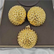 Gold Geometric Plastic Christmas Bauble Ornaments Set of 3 Hanging Decorations