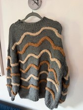 SALE £6~ Stunning Designer Boutique~ Grey Multi Swirls Sweater~One Size 10/12/14