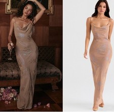 House Of CB Maxi Slip Dress Cowl Iridescent Shimmer Prom Evening Fairy Size XS