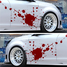 2x XL Splash Blut Flecken Autoaufkleber 135cm B73 Seitenaufkleber Tuning Folie