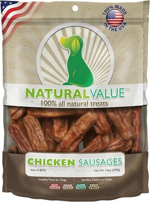 Natural Value Chicken Sausages Soft Jerky Dog Treats 13oz for Large Small Breeds