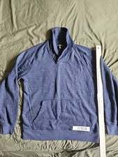 Banana Republic Men's Medium Dark Blue Pullover Collard Long Sleeve Pocket Sweat