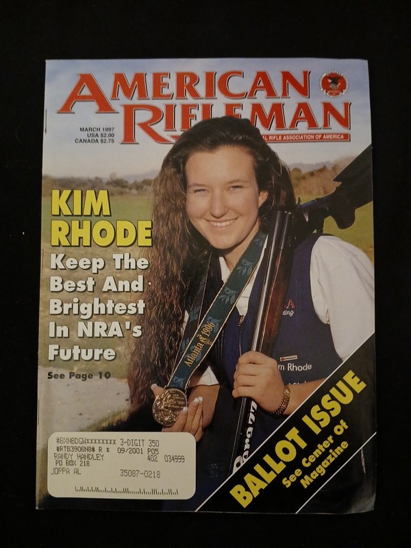 VINTAGE AMERICAN RIFLEMAN MARCH 1997 KIM RHODE NRA'S BEST AND BRIGHTEST FUTURE
