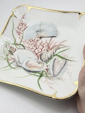 Antique Limoges Hand Painted Seashells & Fan Plate CFH GDM France c1883