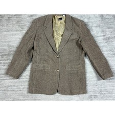Lizsport Blazer Womens 6 Brown Houndstooth Vintage Wool Blend Academic Lined