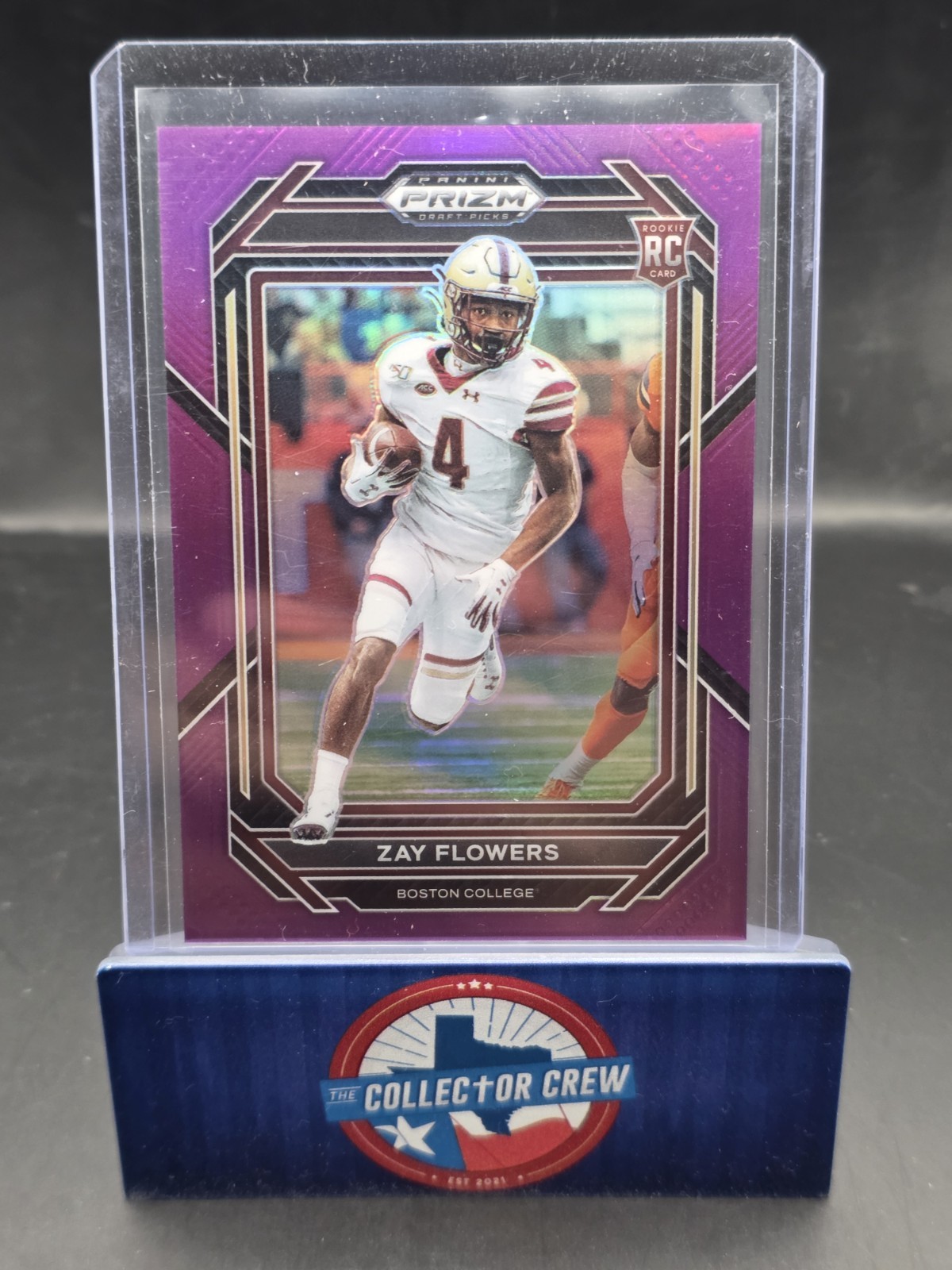 2023 PANINI PRIZM DRAFT PICKS #143 ZAY FLOWERS PRIZM PURPLE RC 34/75 